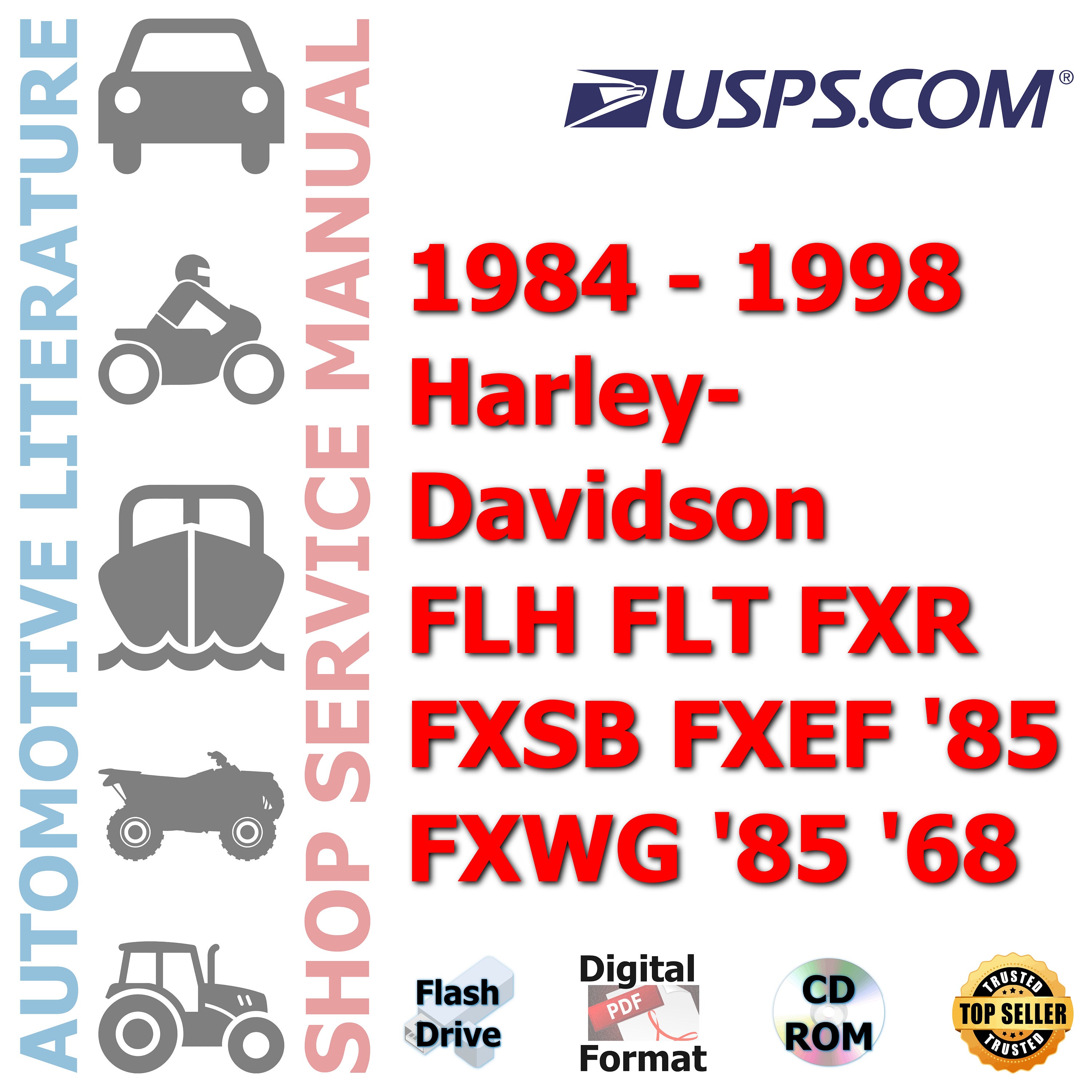 1984 1998 Harley-davidson Flh Flt Fxr / Fxsb Fxef 1985 / Fxwg 1985 