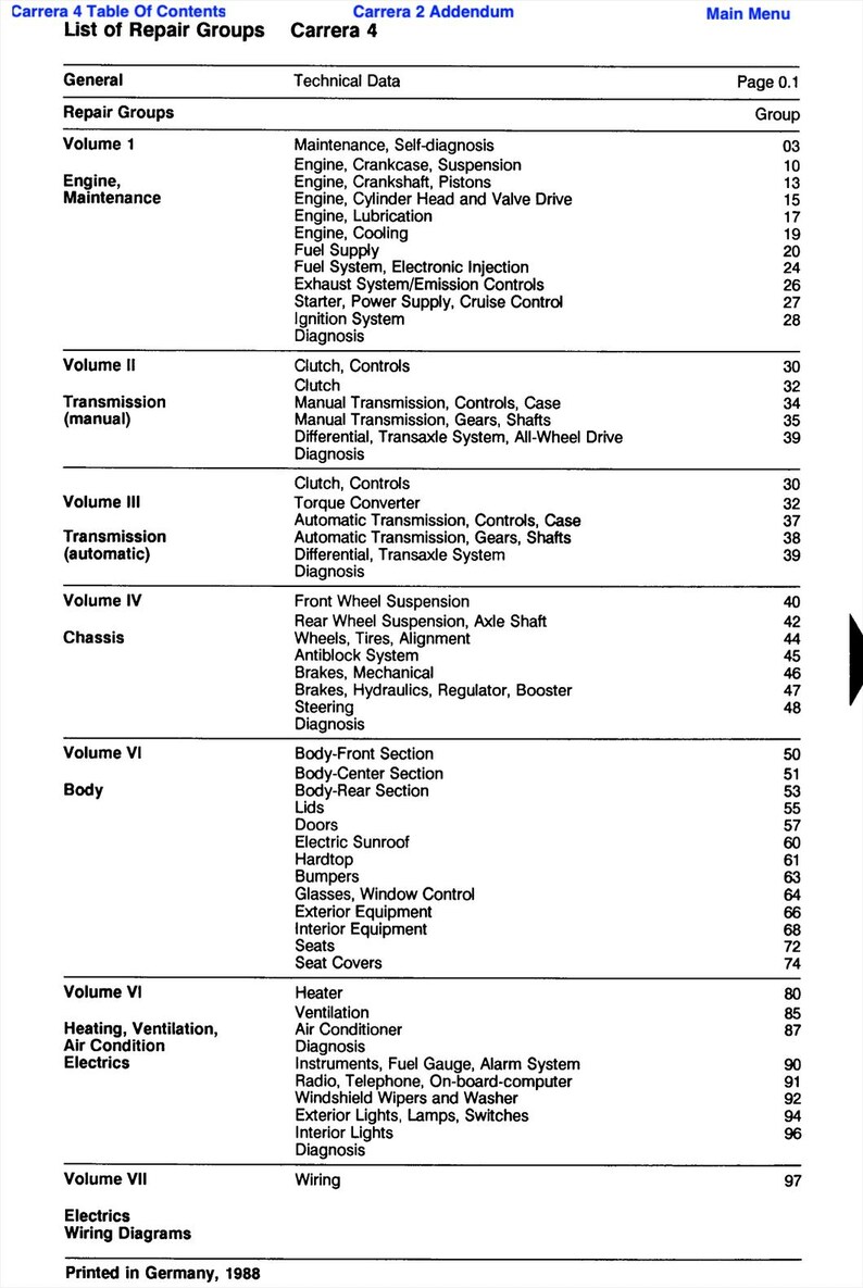 Porsche 911 Carrera 964 Vol 1,2,3,4,5,6,7 Repair Manual