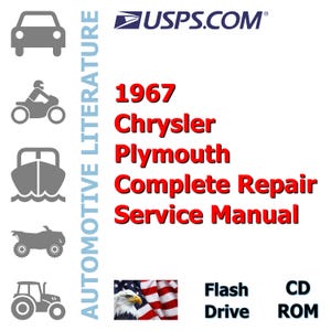 1967 Chrysler Plymouth Factory Complete Workshop Repair Service Shop Manual