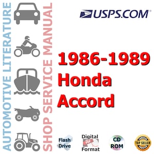 1986, 1987, 1988, 1989 Honda Accord Complete werkplaatsreparatieservice Winkelhandleiding