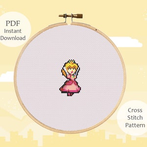 Happy Peach - Princess Peach Cross Stitch Pattern - PDF Instant Download - Cute Excited Cross Stitch Pattern