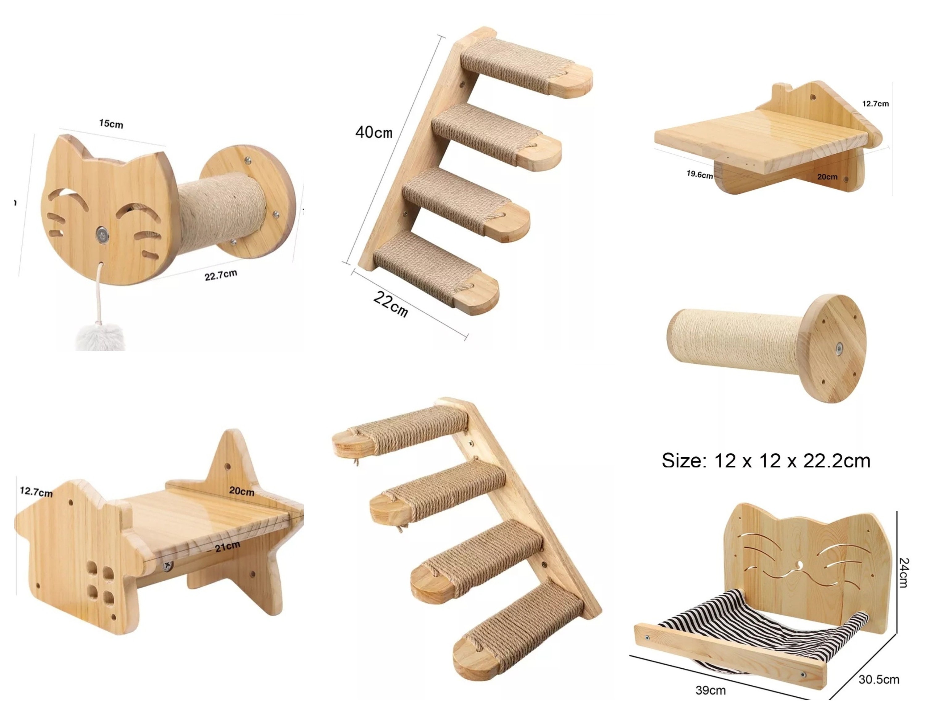 Wooden Cat Shelves Wall Mounted Cat Steps Perches Ladder Bed Etsy