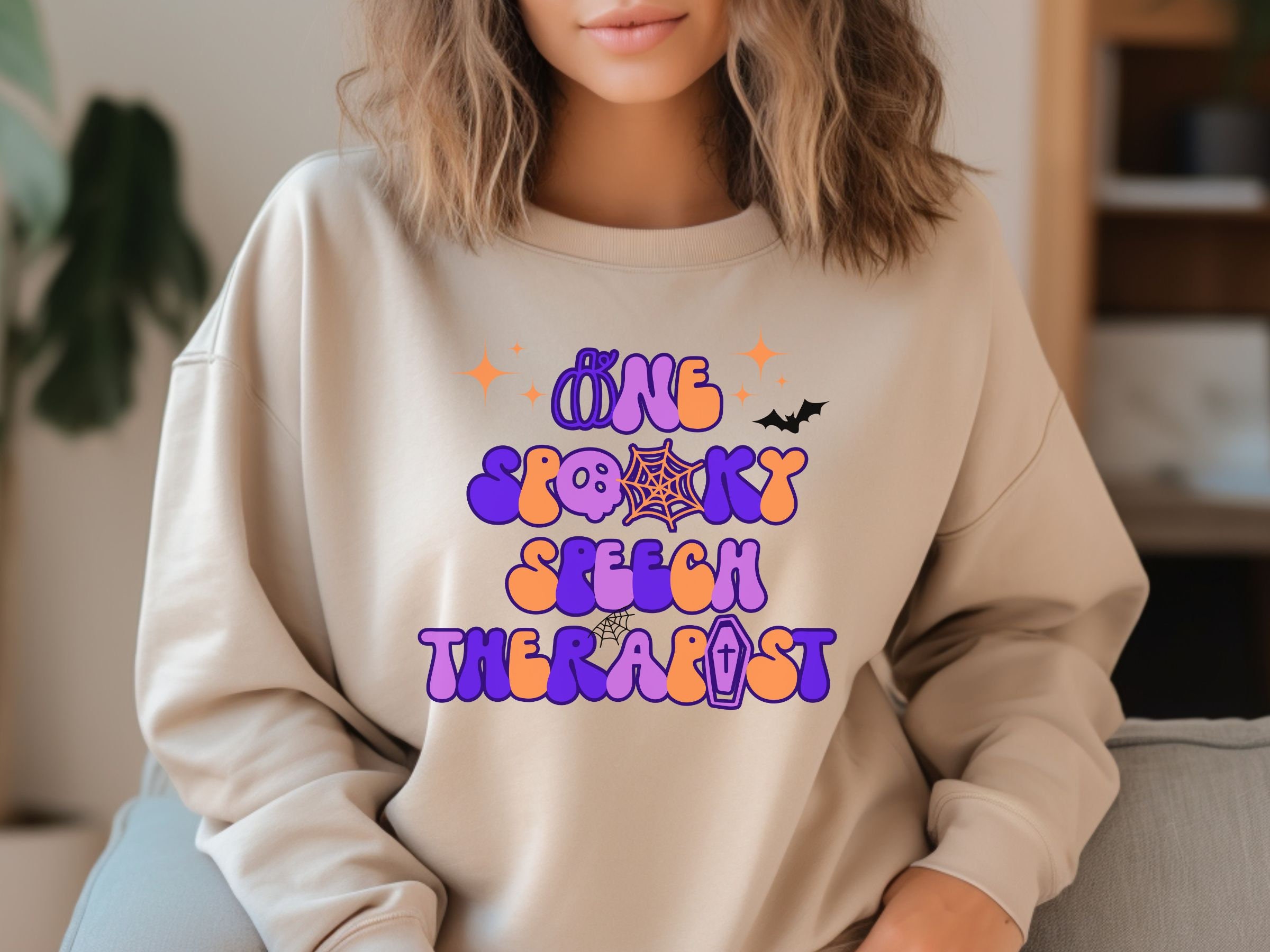 Discover Spooky Speech Therapist Crewneck Sweatshirt, Funny Halloween Shirt for Spooky Season, Gift for Speech Pathologist, Funny Gift for SLP/ ST