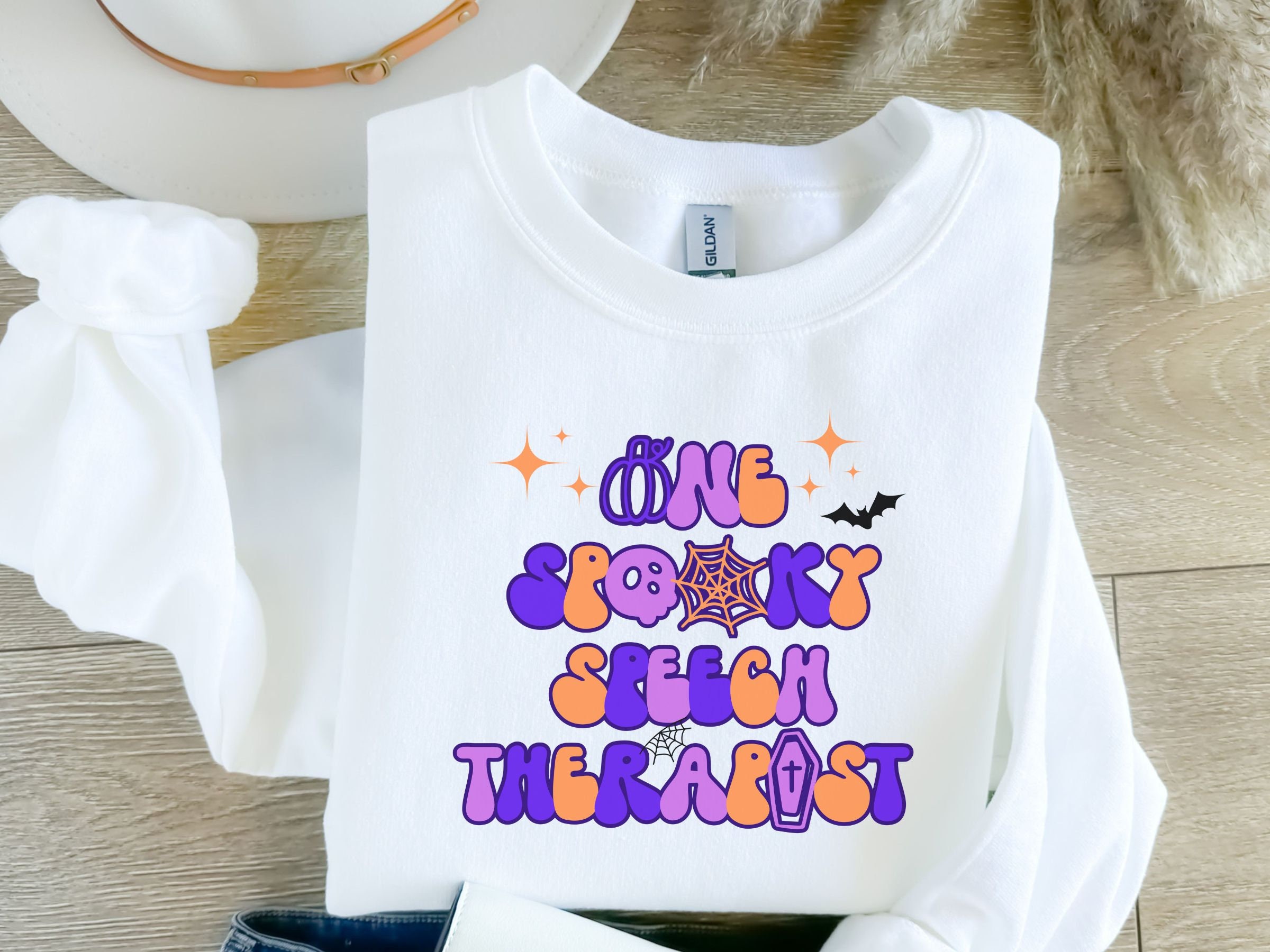 Discover Spooky Speech Therapist Crewneck Sweatshirt, Funny Halloween Shirt for Spooky Season, Gift for Speech Pathologist, Funny Gift for SLP/ ST