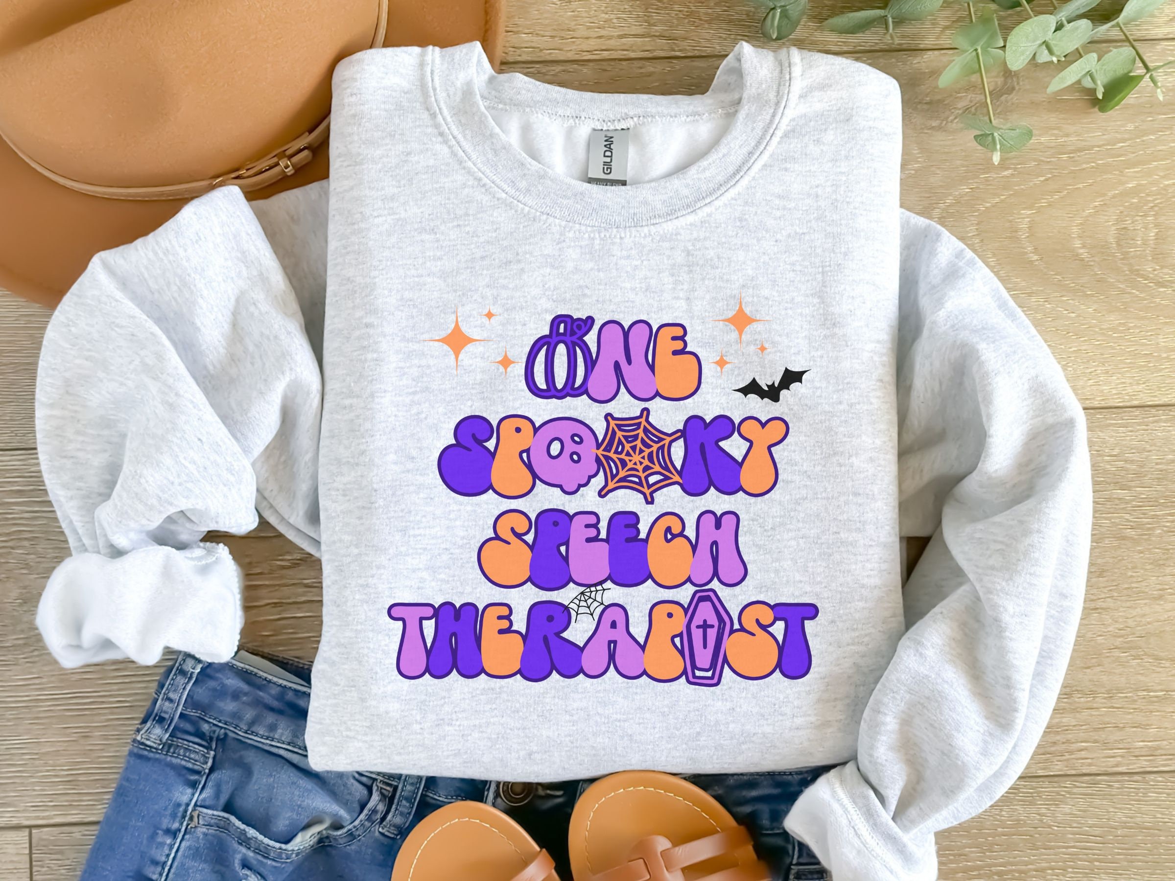 Discover Spooky Speech Therapist Crewneck Sweatshirt, Funny Halloween Shirt for Spooky Season, Gift for Speech Pathologist, Funny Gift for SLP/ ST