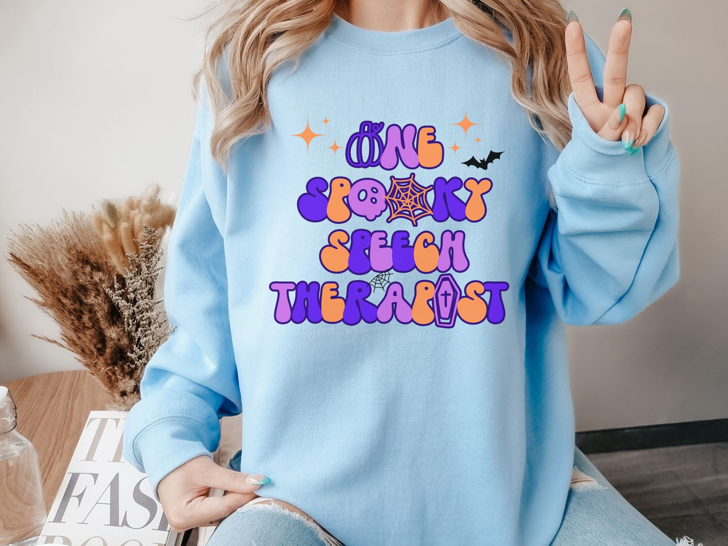 Discover Spooky Speech Therapist Crewneck Sweatshirt, Funny Halloween Shirt for Spooky Season, Gift for Speech Pathologist, Funny Gift for SLP/ ST