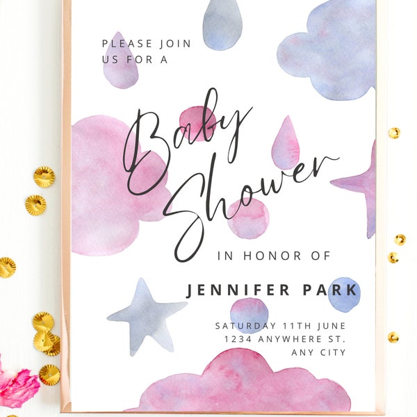 Rain Drop Baby Shower Invitation Etsy