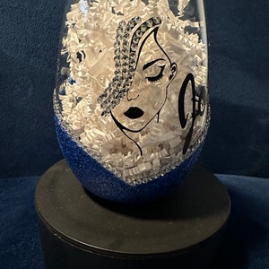 Stemless Glitter & Bling Wine Glass w/name