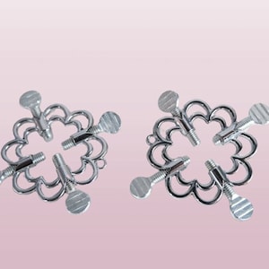 A Pair of Steel Non-Piercing Adjustable Screw Clamp Nipple Quad Screw Prong Nipple Clamps