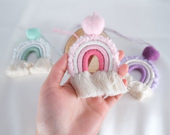 Macrame Rainbow Car Diffuser Car Charm Rainbow Car Charm Macrame Rainbow Car Accessories Rearview Mirror Car Hanger Boho Car Christmas Gifts