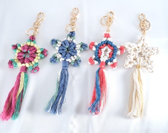 Macrame Tassel Keychain Bag Charm Keyring Holder Wallet Purse Pendant Decorations Gifts For her Multiple Colors