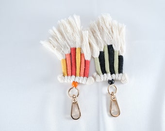 Macrame Macaron Rainbow Keychain Bag Charm Keyring Holder Wallet Purse Pendant Decorations Gifts For her Multiple Colors
