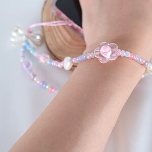 White Butterfly Phone Charm Beaded Phone Strap Cute Colorful  Beaded Phone Chain Phone Wristlet String Birthday Gift for Girls