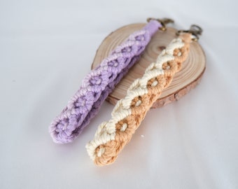 Wristlet Keychain Macrame Wristlet Macrame Keychain Phone Strap Boho Macrame Lanyard Wristlet Keychain Boho Accessory Best Gift For Her