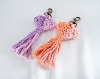 Macrame Heartshaped Keychain Bag Charm Keyring Holder Wallet Purse Pendant Decorations Gifts For her Multiple Colors