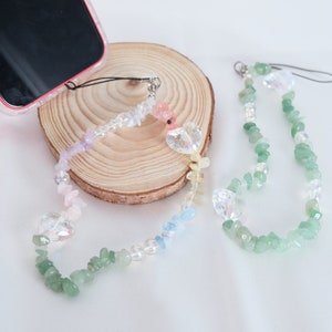 Colorful Gemstone Phone Strap Phone Charm Phone Strap Green Crystal Beads Phone Chain Phone Wristlet String Birthday Gift for Girls