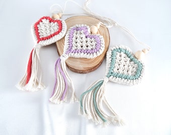 Macrame Heart Car Diffuser Beads Car Charm Rainbow Car Charm Macrame Rainbow Car Accessories Rearview Mirror Car Hanger Boho Car More
