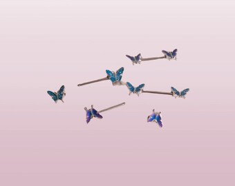 Set of 2 Butterfly Nipple Ring Surgical Steel Nipple Ring Barbell Nipple Ring  For Women's Gift