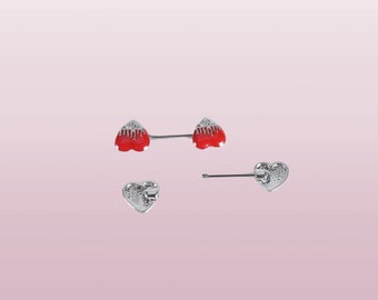 A Pair of Red Heart Nipple Ring Barbell Nipple Ring For Women's Gift