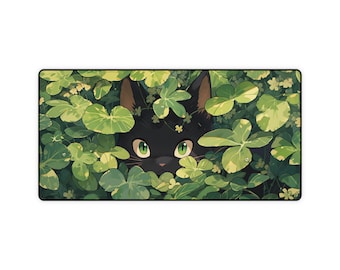Kawaii Mousepad Cat Plants Deskmat Anime Cat Mouse Pad Cottagecore Cute XL Mousepad Cat Desk Decor Extended Mouse Pad