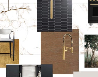 HAMPTONS 2.0 - Formal Luxe Kitchen Design | Hamptons-Inspired Mood Board + Buildable Drawings, Specs & Samples | Maximal Minimalism Kitchen