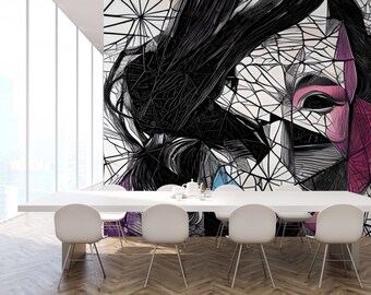 Fine Art Mural "She 19" 2021 by Digital Art Pioneer Steve Sherrell Custom Formatted; Vinyl HD - French, Girl, Graphic, Sexy, Broken Glass