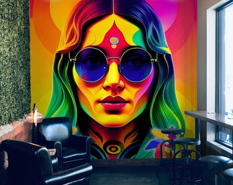 Fine Art Mural "She 40" 2023 by Digital Art Pioneer Steve Sherrell Custom Format; Vinyl HD - Affordable Luxury