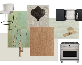 SPANISH MOSS | Gourmet Kitchen Design | Málaga-Inspired Mood Board + Full Buildable Drawings, Specs & Samples | Artistic Maximal Minimalism