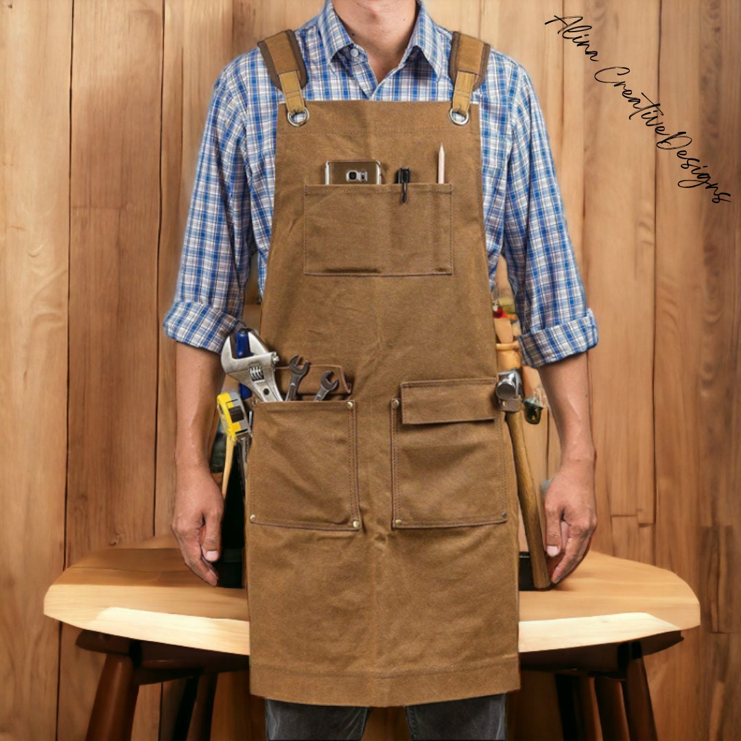 Canvas Apron Canvas Apron With Pockets Etsy UK
