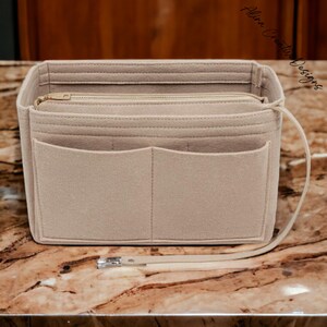 Beaubourg MM Organizer] Felt Purse Insert with Middle Zip Pouch, Cust