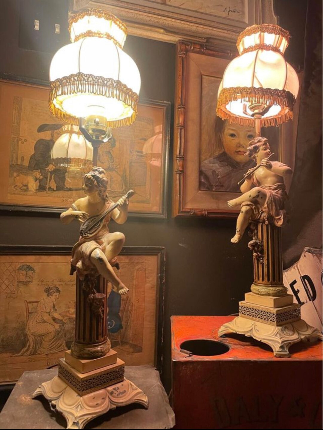 Antique Metal Lamps Etsy