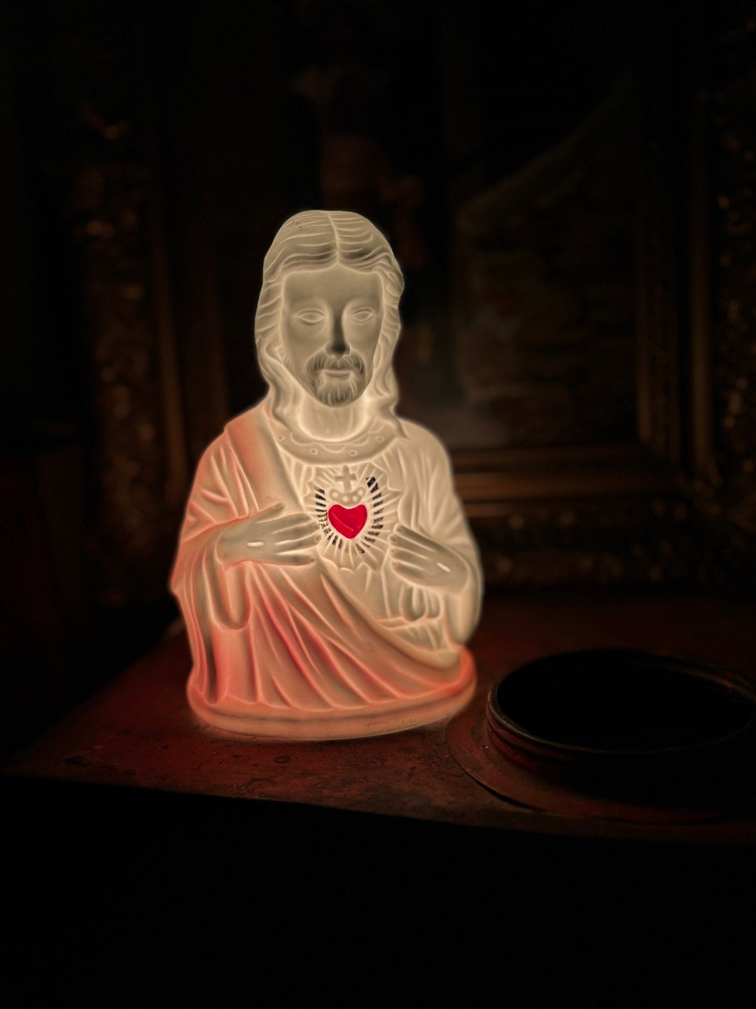 Vintage Jesus Sacred Heart Ceramic Lamp - Etsy