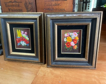 Two oil floral paintings