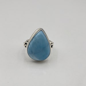 925 Sterling Silver Larimar Ring, Handmade Larimar Ring, Silver Ring, Boho Ring (SR-31)