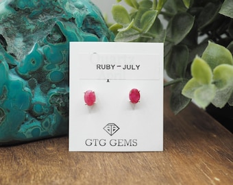 Rubin Silber Ohrstecker, 925 Sterling Silber, Birthstone Ohrstecker, Rubin Ohrstecker