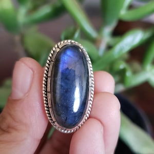 Natural Labradorite silver ring, 925 sterling silver, Labradorite ring (R-109)