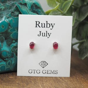Ruby Stud, 925 Sterling Silver Stud, Birthstone Stud, 6x4mm