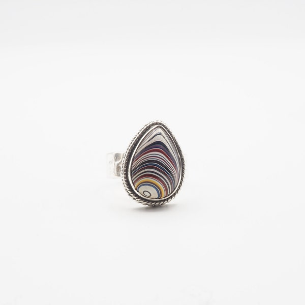 Fordite Silver Ring, Silver Jewelry (SR-67)