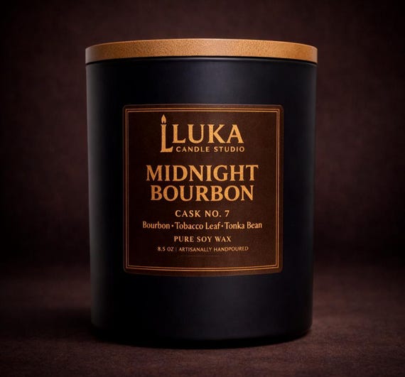tonka and tobacco leaf candle Midnight Bourbon Candle: Luxury Soy Wax – Bourbon, Leaf, Bean – 8.5 oz 100 hour burn time Tonka & Tobacco Flower Double
