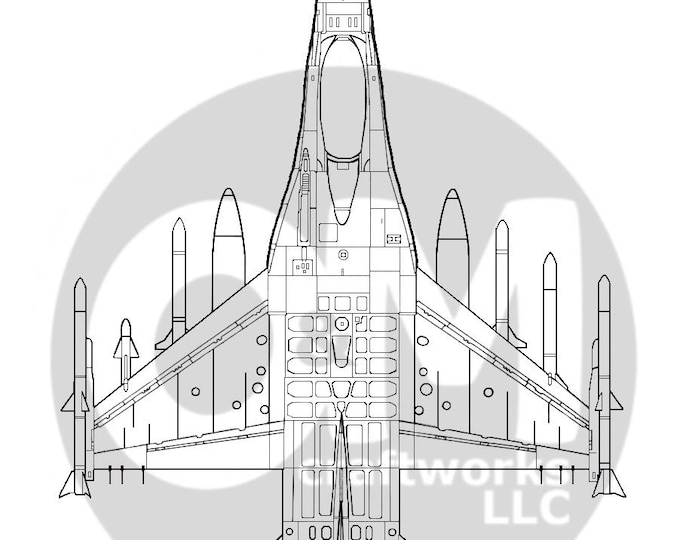 Featured listing image: F-16C Block 50 Fighting Falcon SEAD Configuration - Technical Line Art Illustration