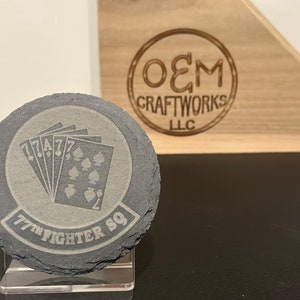 Four Personalized, laser engraved slate coasters BMW M3 M4 Competition USAF F-16