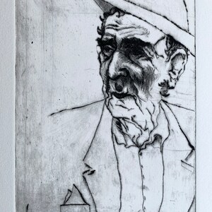 Man Wearing a Paper Hat: Original drypoint etching