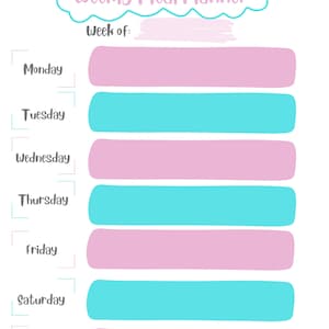 Weekly Meal Planning Menu & Shopping List