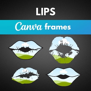 Mouth & Lips Canva Frames Template | Drag and Drop Photo PNG | Sublimation Template