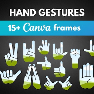 Hand Gesten Canva Rahmen Vorlage | Ziehen und ablegen Foto PNG | Sublimationsvorlage