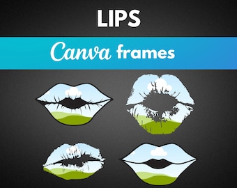 Mund & Lippen Canva Frames Vorlage | Ziehen und Ablegen Foto PNG | Sublimationsvorlage
