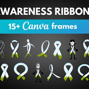 Awareness Ribbons Canva Frames Template | Drag and Drop Photo PNG | Sublimation Template