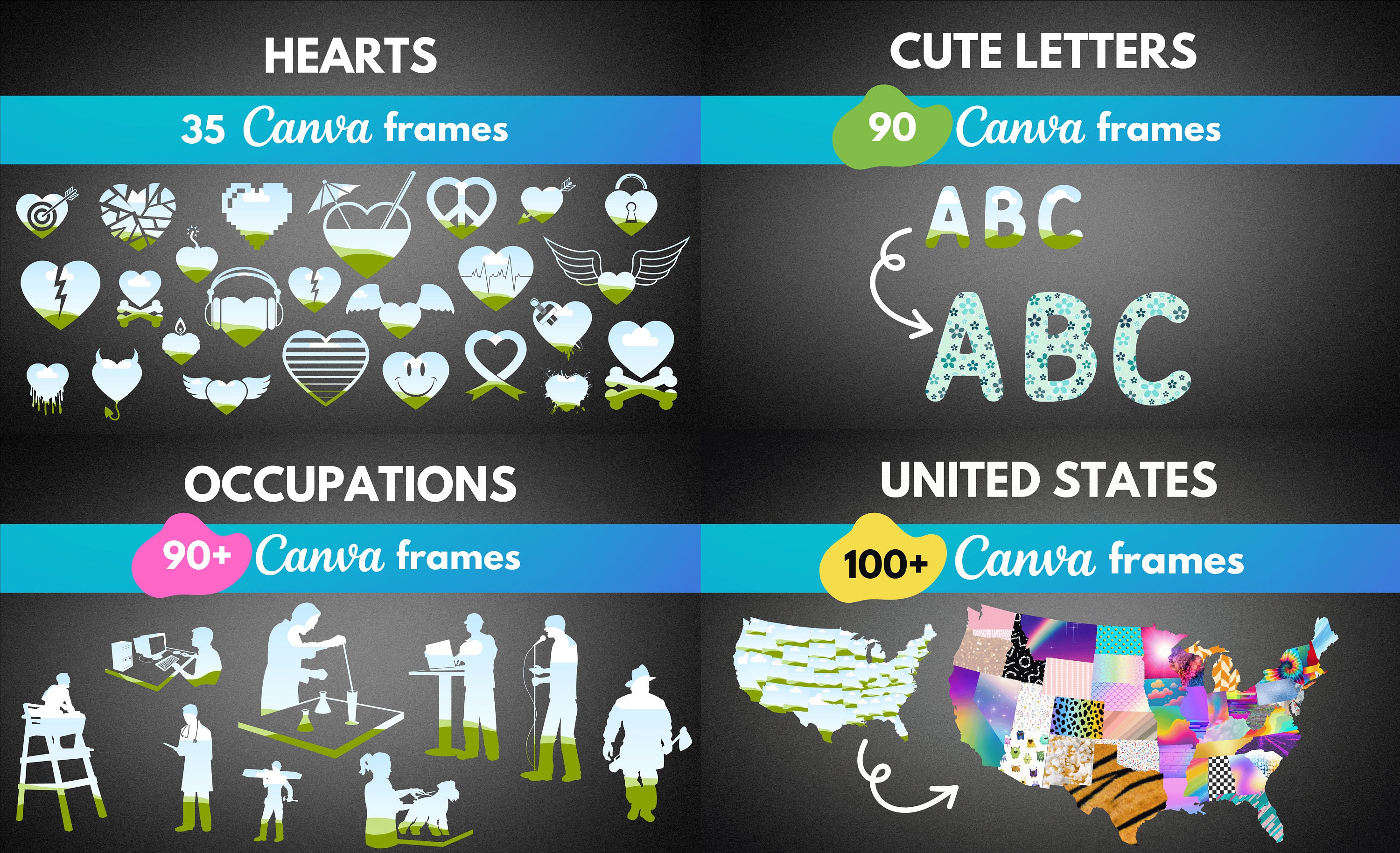 Canva Frames Template Bundle of Entire Etsy Store. Best Canva Frames ...