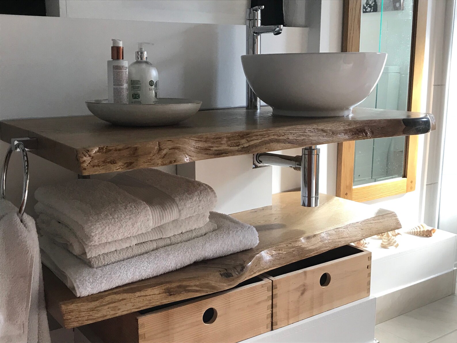 Wood Bathroom Shelf, Wooden Wall Shelf for Bathroom, Wood Shelves for ...