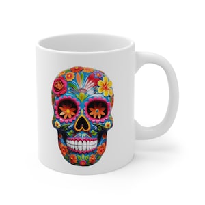 11oz  Día de los Muertos Inspired Artistic Coffee Mug #5 | Tea Cup | Day of the Dead | Skeleton | Skull | Mexican Folk Art | Folk Art
